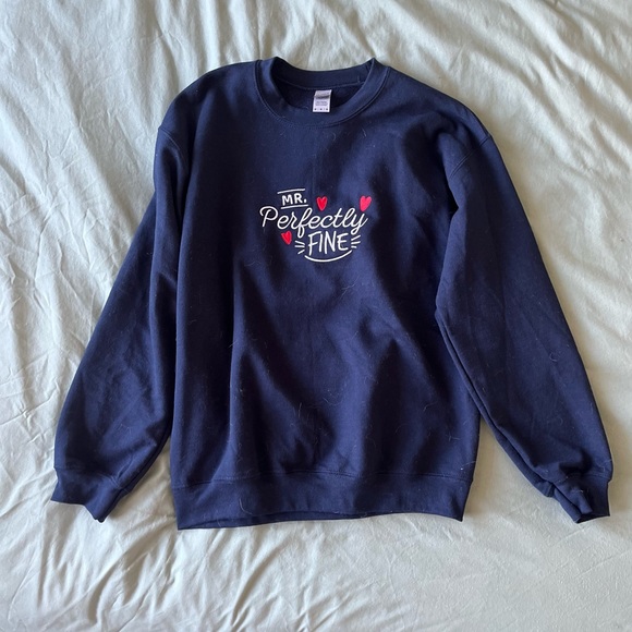 Mr Perfectly Fine embroidered sweatshirt navy medium Taylor Swift - Picture 3 of 3
